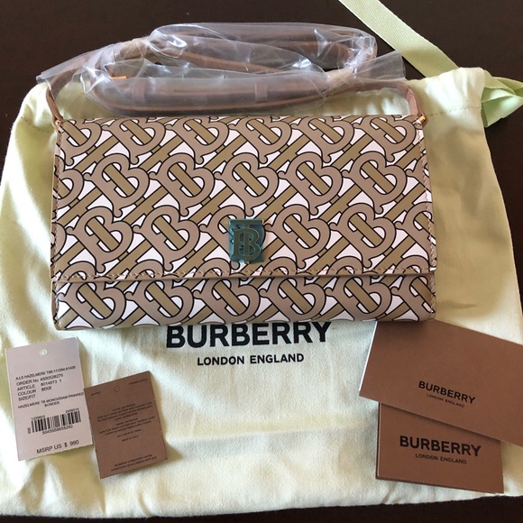 burberry hazelmere leather chain wallet